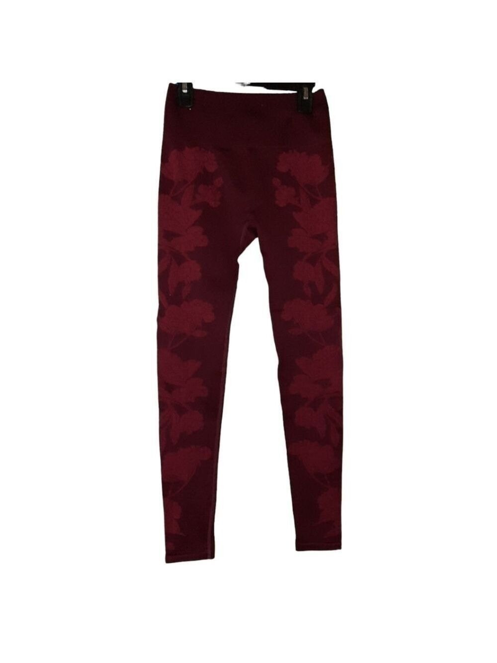 Fabletics Floral Burgundy Leggings XS